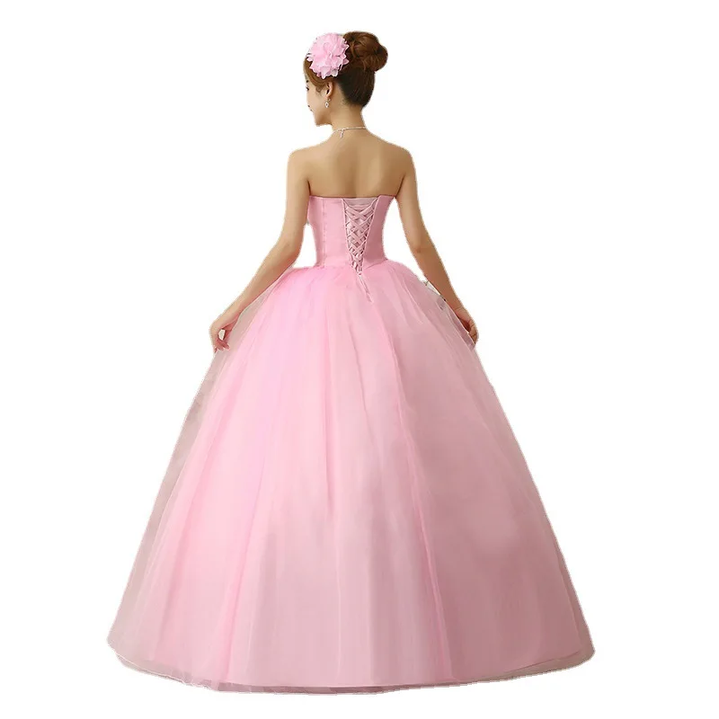 New Quinceanera Dresses Strapless Tulle Flowers Ball Gown Beading Sleeveless Candy Color Vestido De Debutante Customized