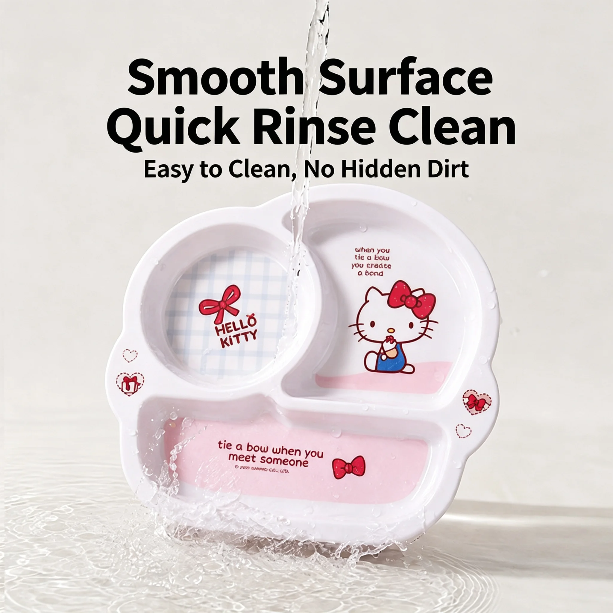 Sanrio Hello Kitty Kids Tableware Food Grade Melamine Unbreakable Baby Complementary Food Bowl Divided Plate Mug Spoon BPA Free - view 5