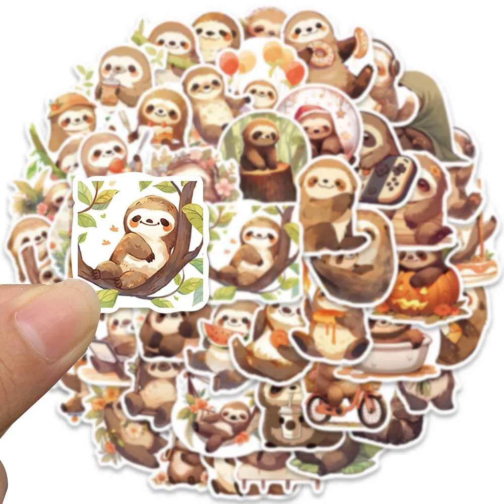 50pcs Waterproof Graffiti Cute Cartoon Animals Sloth Stickers For Luggage Guitar Phone Skateboard Vinyl Laptop Decals