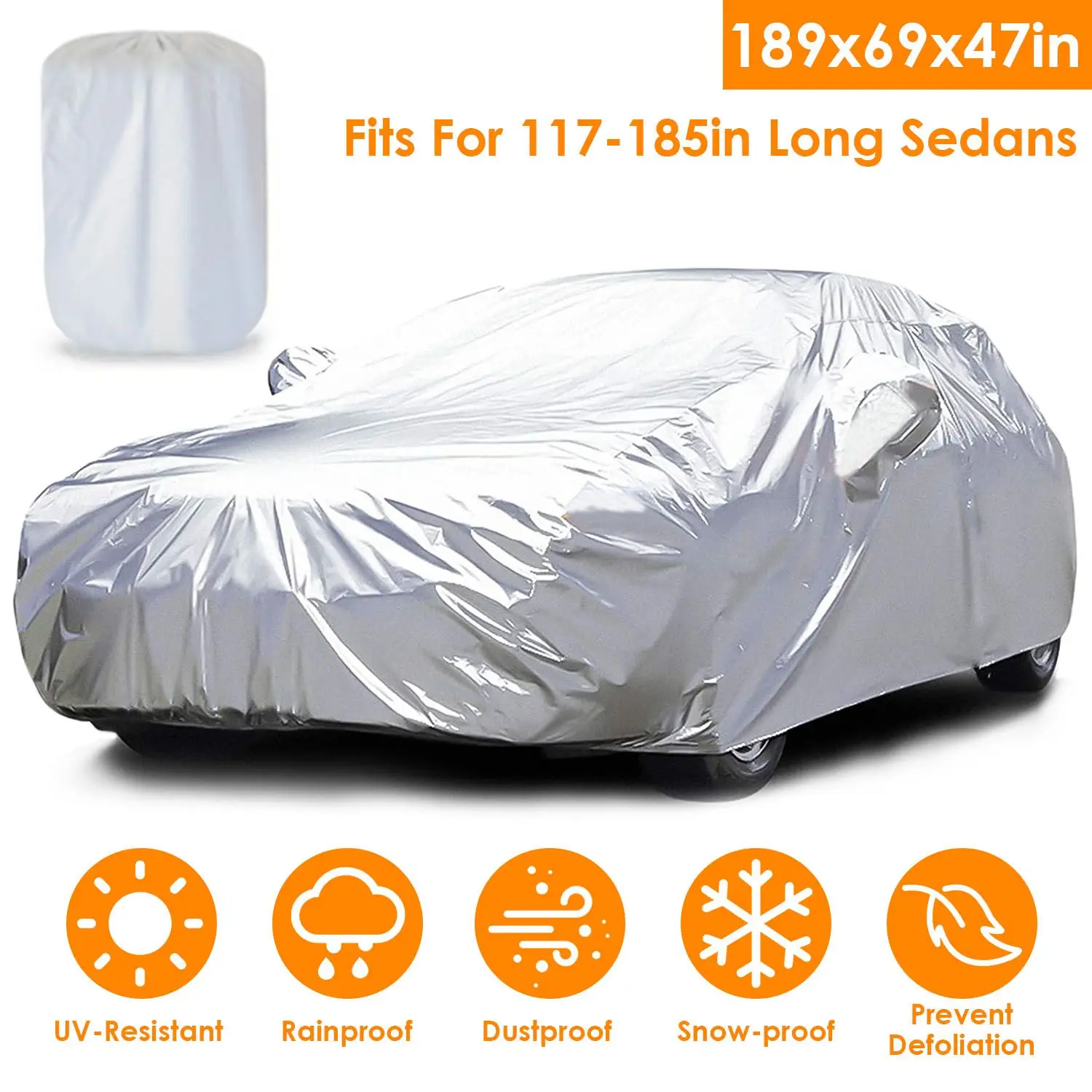 NEW 189x69x47in Full Car Cover All Weather UV Protection Automotive Cover 170T Outdoor Universal Full Cover