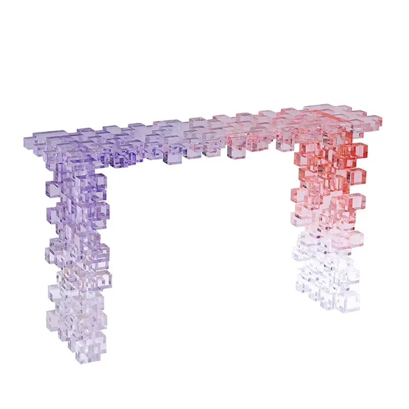 

Minimal acrylic gradual change color entrance table designer living room corridor creative entrance table high-end