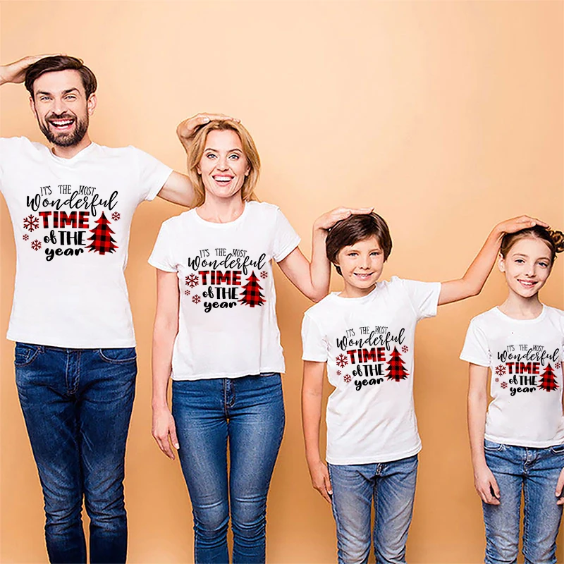 Christmas Family Matching Outfit T-shirt Xmas Party Gift It's The Most Wonderful Time of The Year Print Cute T Shirt Family Look