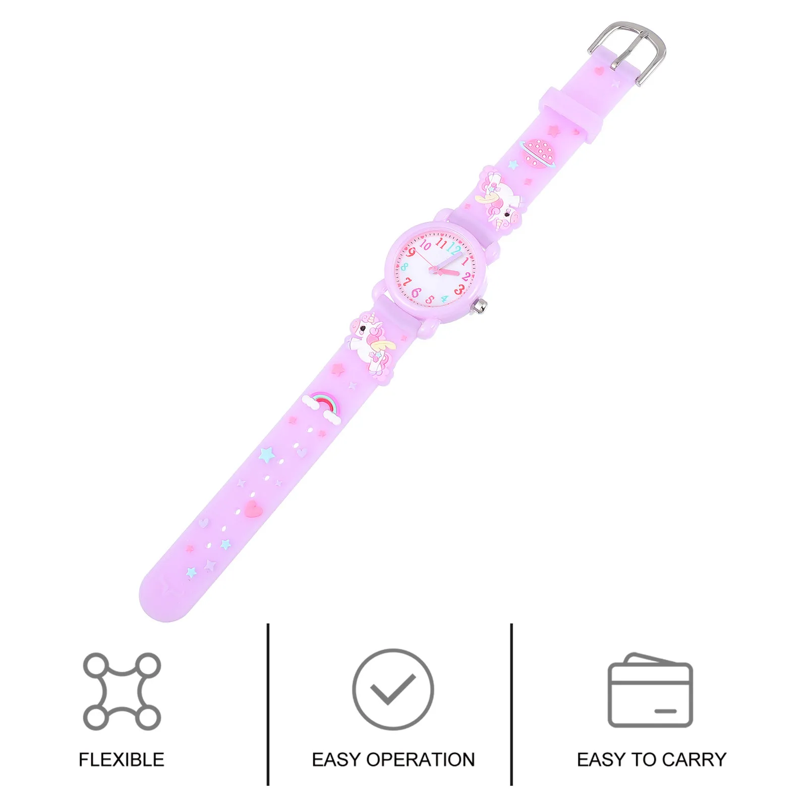 Unicorn Quartz Watch for and Students Teaching Time Reading Fun Educational Design Soft Adjustable Strap Fits