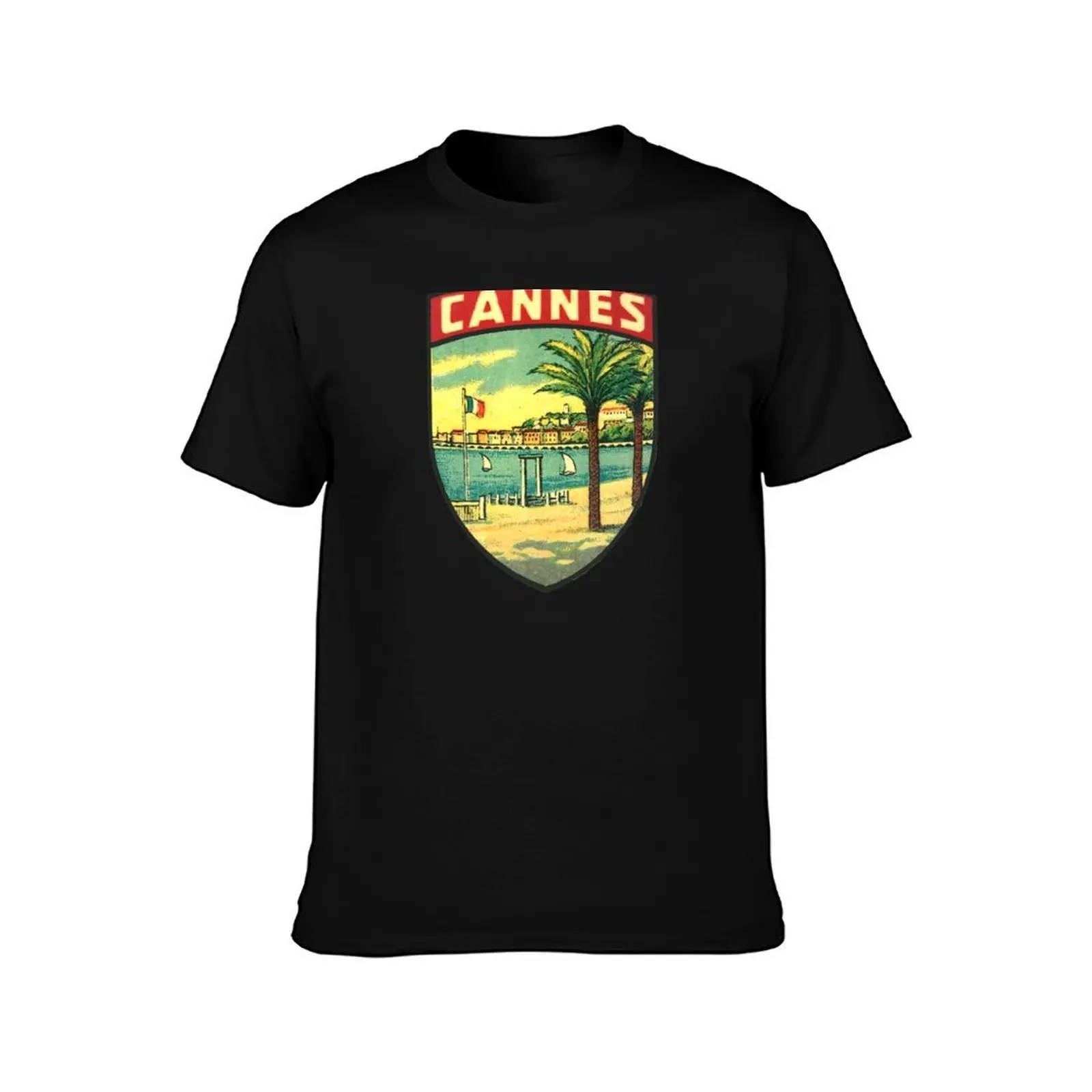 Cannes France Vintage Travel Decal T-Shirt, Summer Casual Cotton Tee, Oversized Streetwear Tops, Vintage Graphic Print