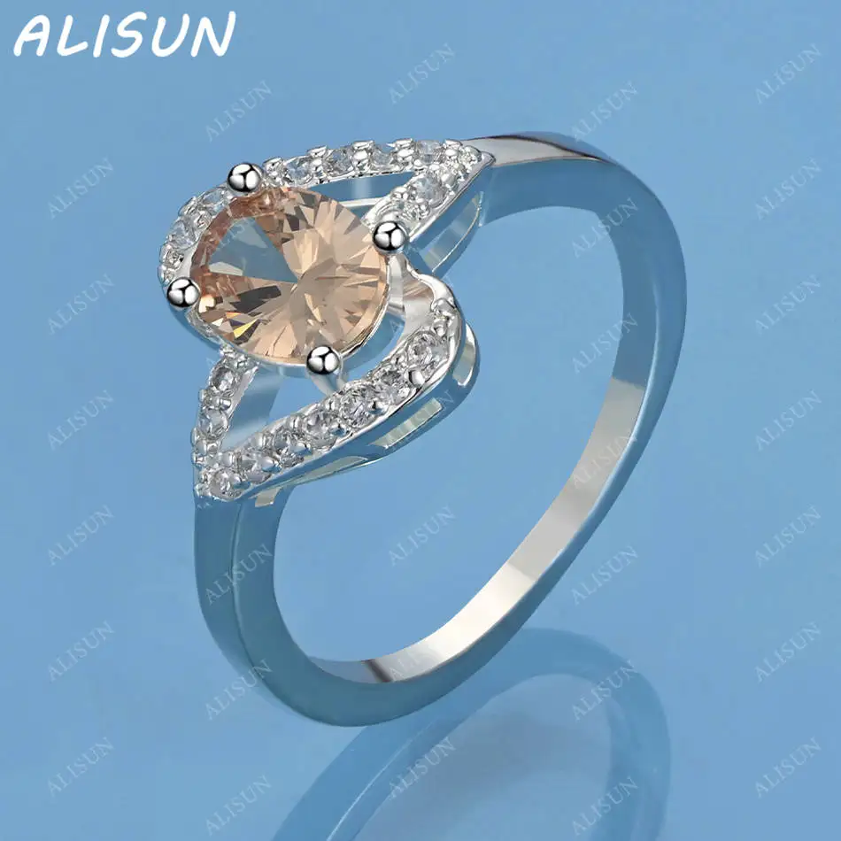 

ALISUN 925 Sterling Silver Yellow Zircon Simple Ring For Women Fashion Jewelry Charm Grace Noble Wedding Accessories