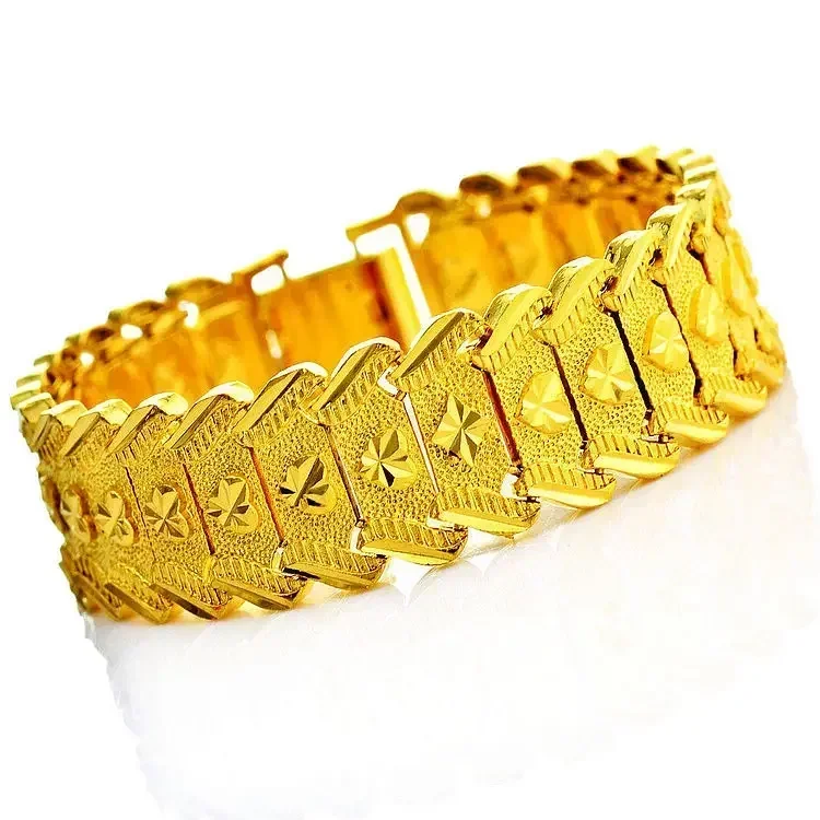 24K Gold Men\'s Gold Bracelet Star Bracelet Real Gold Bracelet 9999 Steel Seal