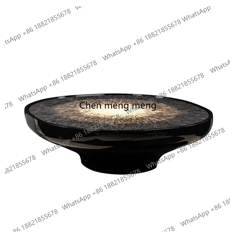 Modern light luxury fiberglass special-shaped coffee table living room advanced sense starry sky painting negotiation table