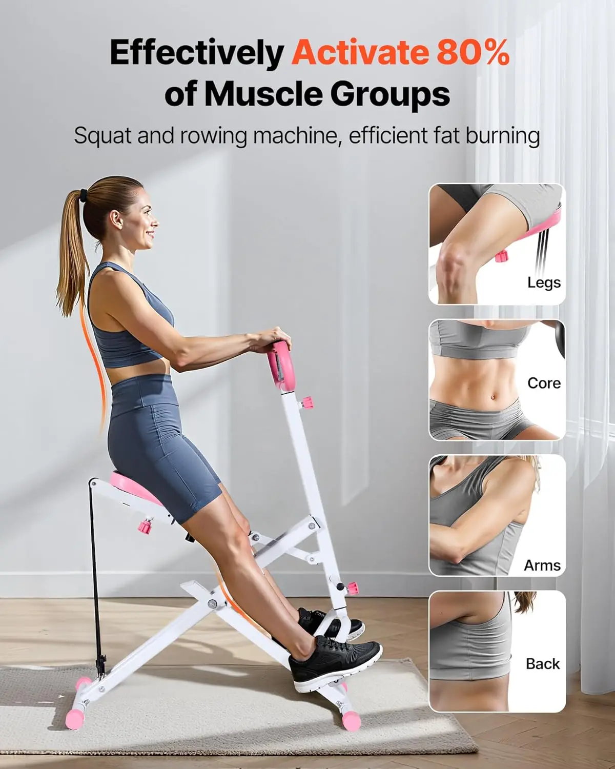 Home Use Squat Machine, High-Strength Resistance Bands, Easy Setup & Foldable for Glutes & Leg Workout