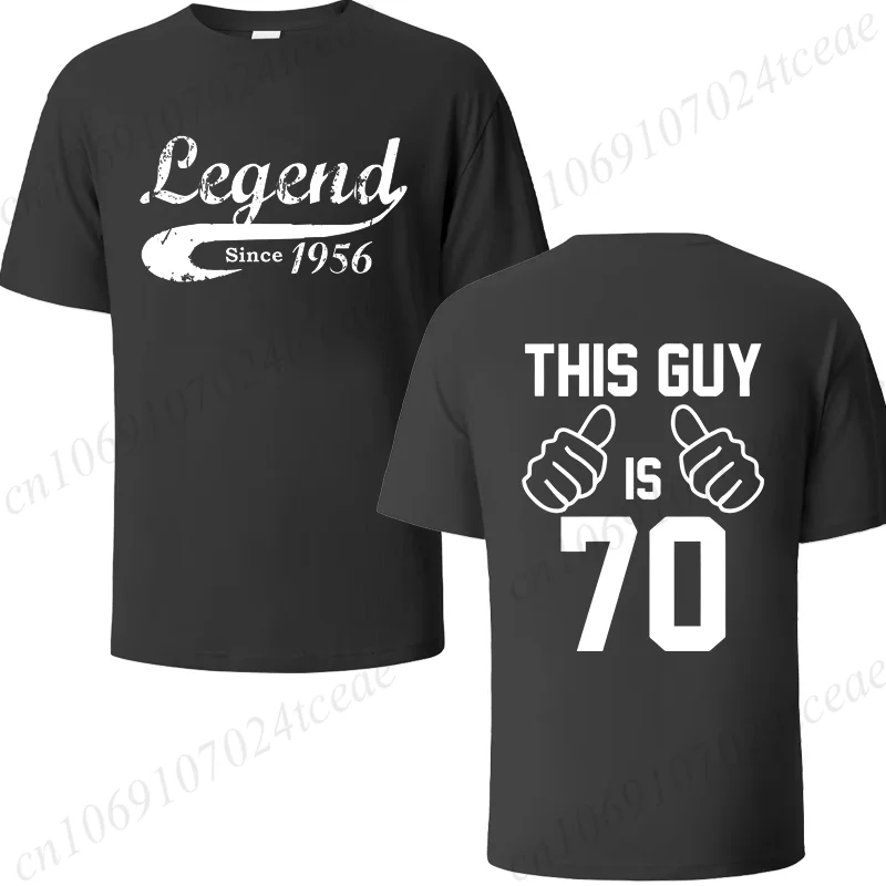 Men's Legend since 1956 Summer Printed T-shirt Casual O-neck Short Sleeve 70-Year-Old Guy Top Comfortable Tee TE02