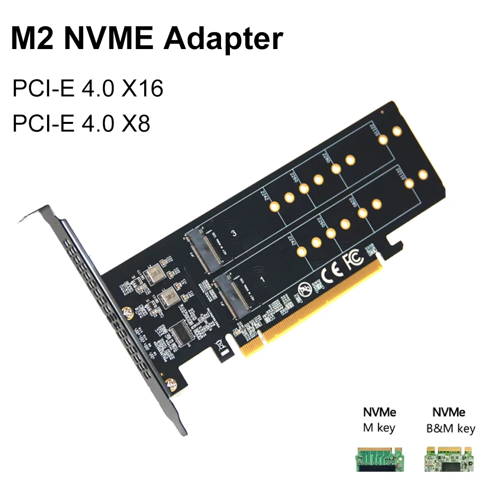 

PCIe To M2 NVME Adapter Card PCI-E 4.0 X8 X16 NVME M Key SSD Converter M.2 PCI Expansion Card For 2230 2242 2260 2280