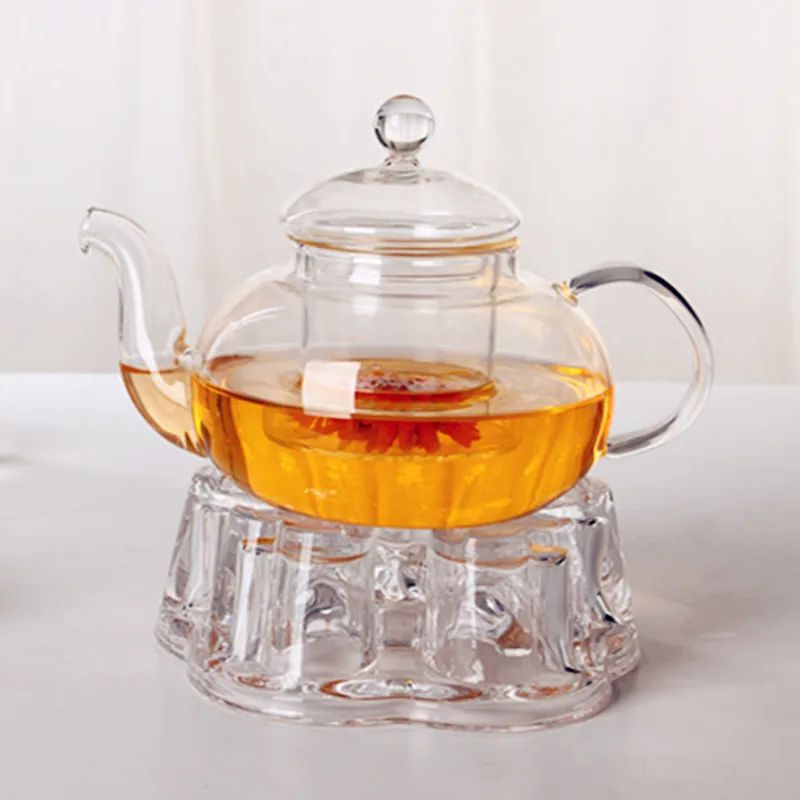 Clear Glass Heat-Resisting Heart Shape Teapot\' Warmer Heater Base Candle Holder