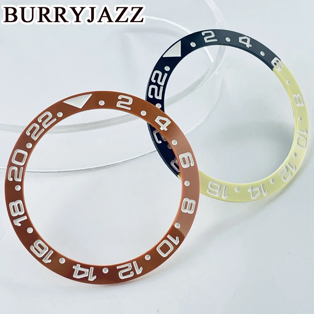 Burryjazz 38มม. แหวนเซรามิก, นาฬิกาสไตล์นักประดาน้ำ GMT สำหรับ40มม. เปลี่ยนเคสอุปกรณ์เสริมแหวนดำน้ำ