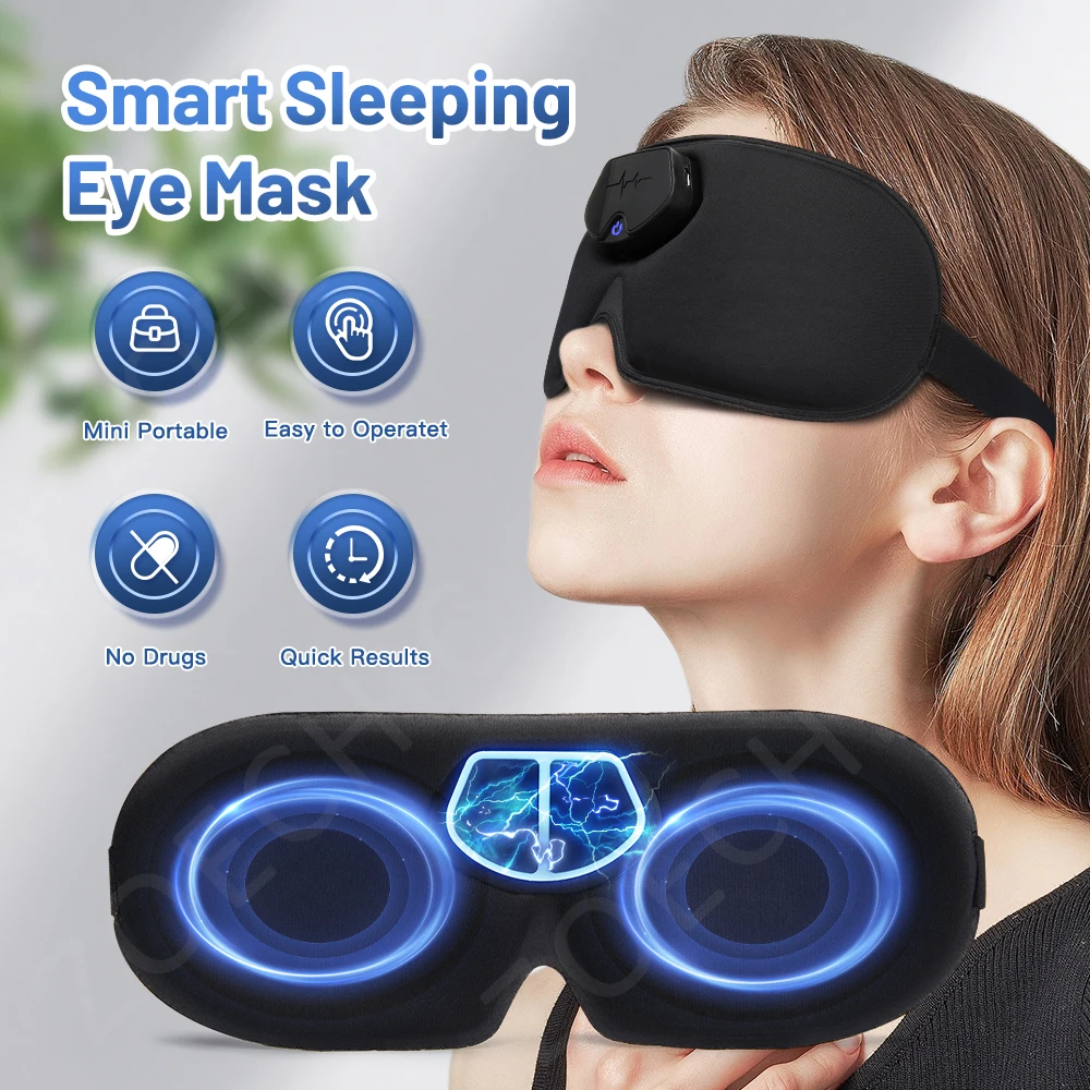 Smart EMS Head Massager Electric Pulse Sleep Mask Relieve Migraine Aid Sleep Device Travel Eyeshade Blindfold Eyepatch