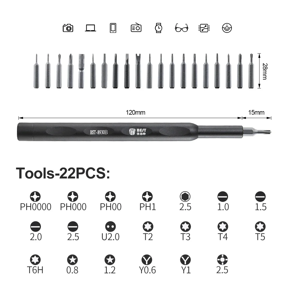 BST-8930B New Version 20 Bits Universal Cell Phone Camera Multi Hand Precision Screwdriver Set