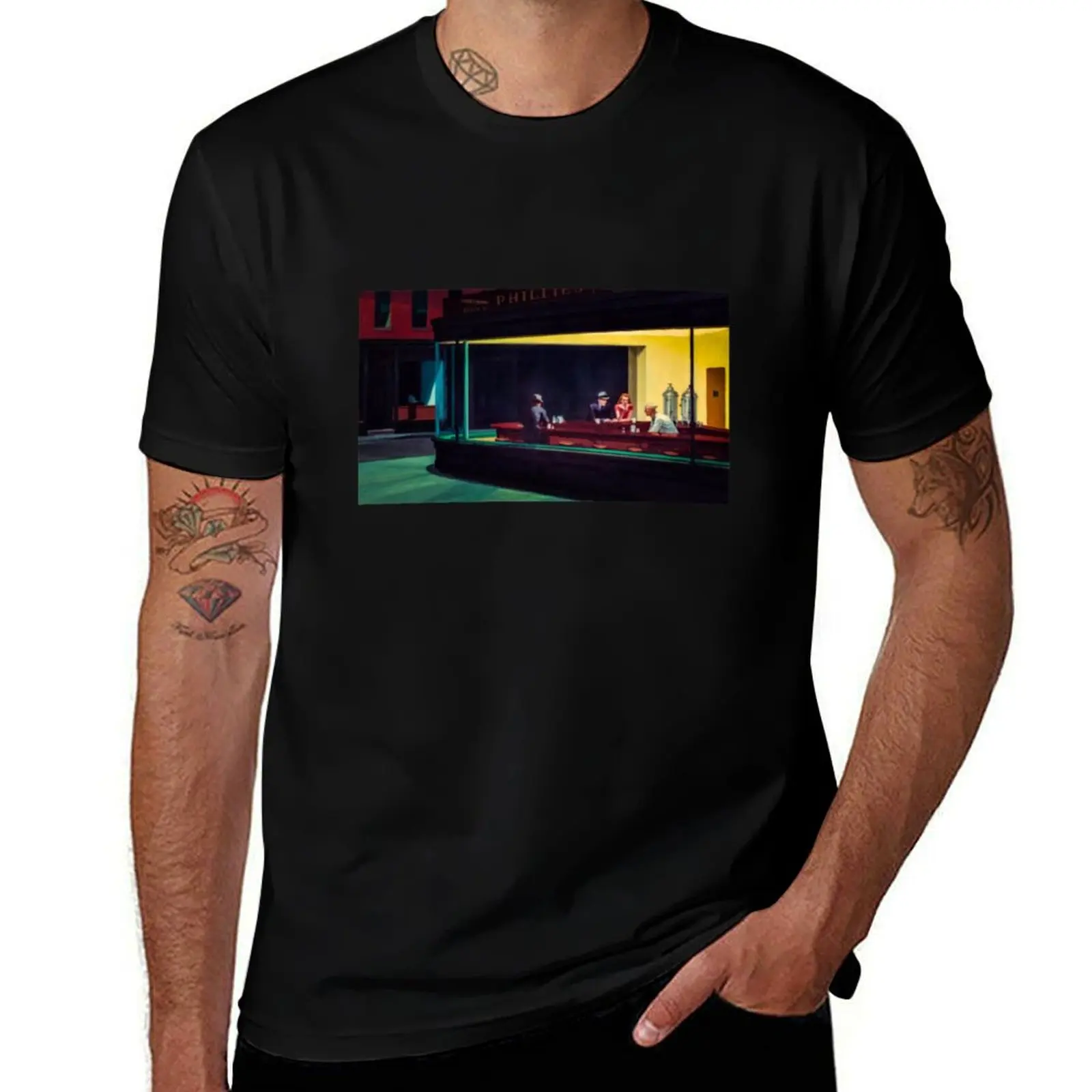 Nighthawks Edward Hopper T-Shirt Essential Solid Color T-Shirt