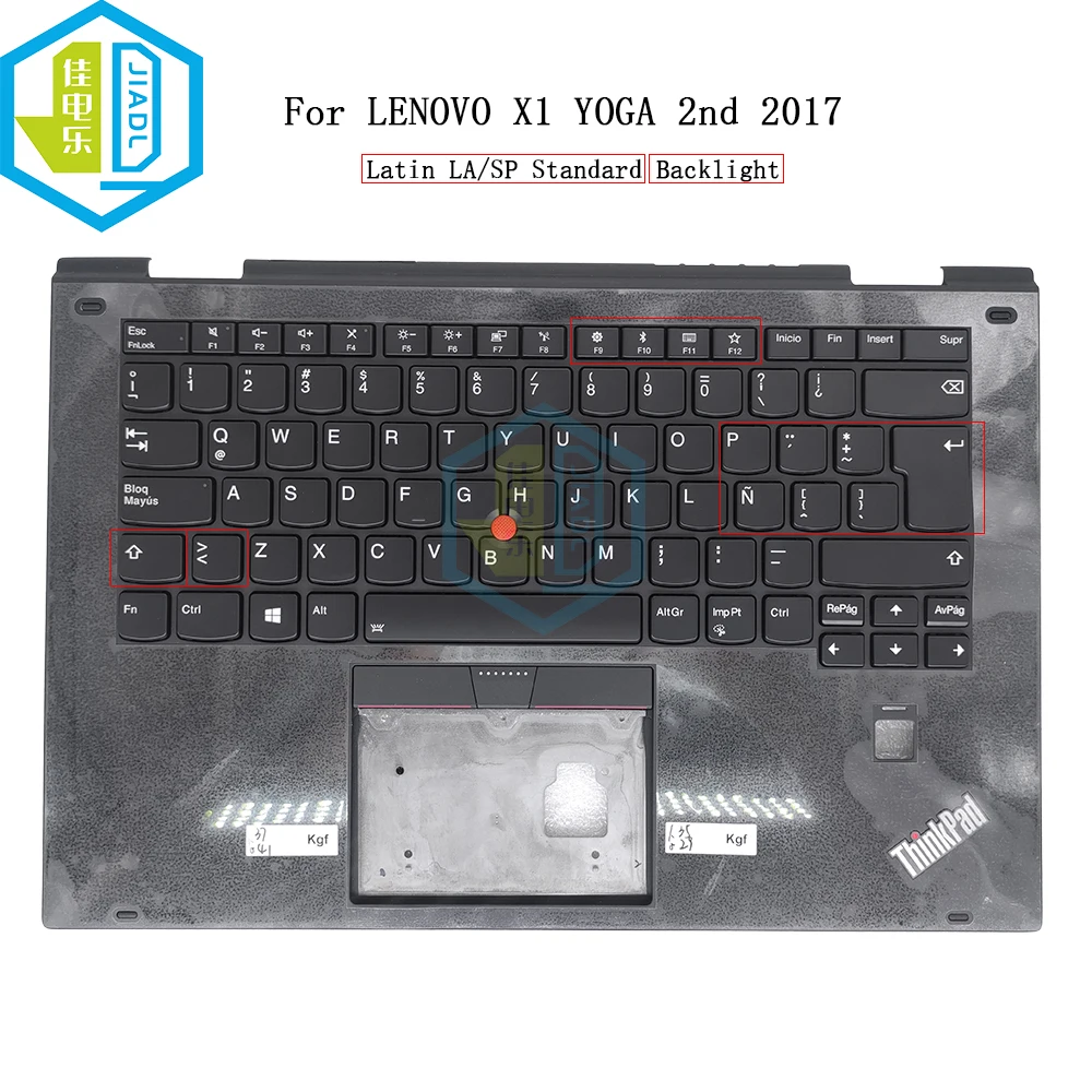 Latin Trackpoint Backlit Keyboard Palmrest Top Case For Lenovo ThinkPad X1 Yoga 2nd 2017 RVWV-86LA LA Spanish Keyboards Light