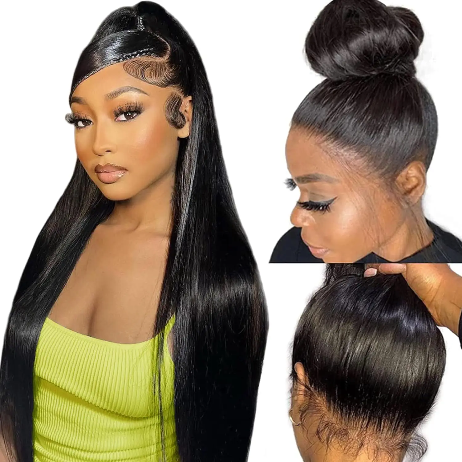 360 Full Lace Frontal Wig Brazilian Bone Straight 13x4 13x6 Transparent Lace Front Human Hair Wigs For Black Women Pre Plucked