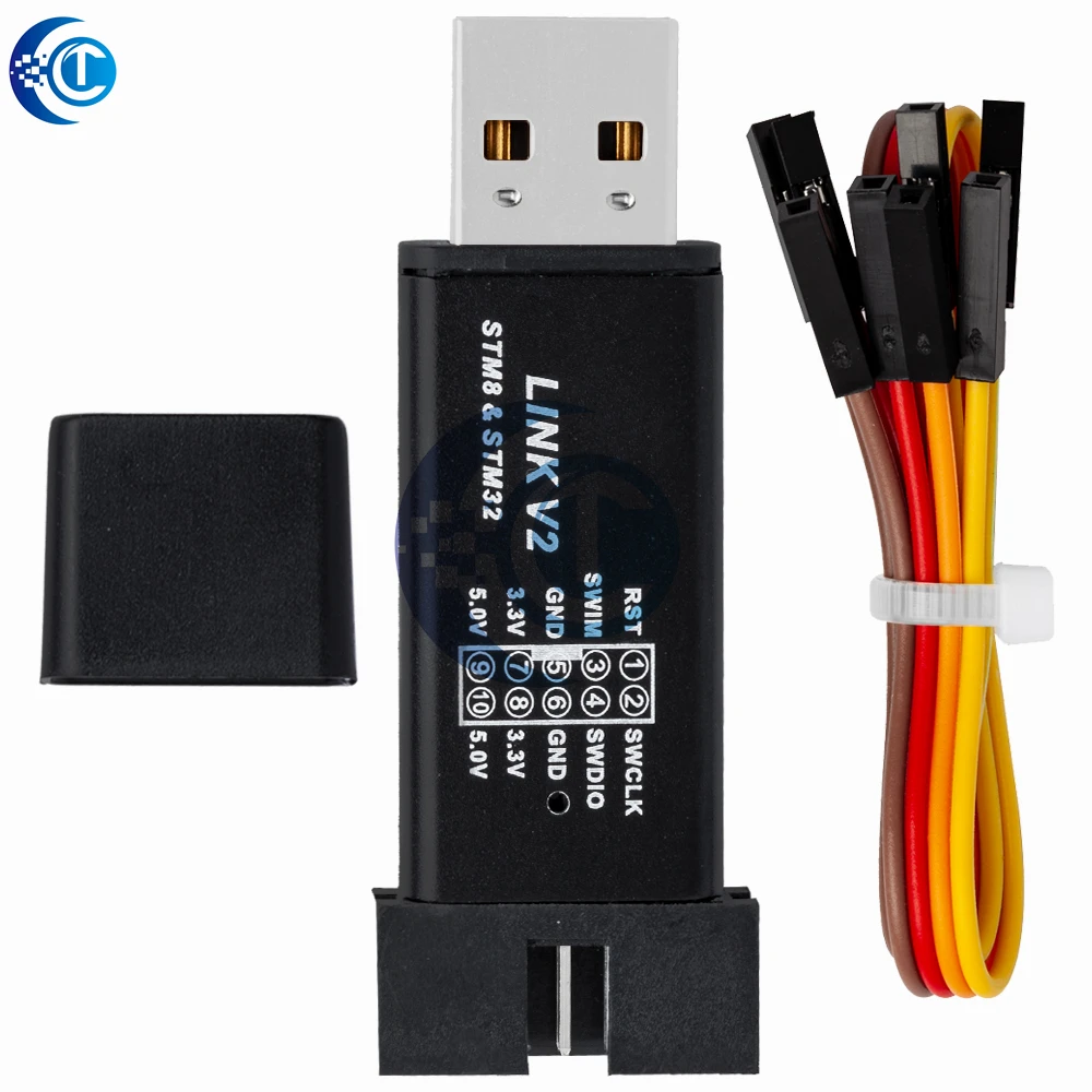 1PCS  1Set ST LINK Stlink ST-Link V2 Mini STM8 STM32 Simulator Download Programmer Programming With Cover DuPont Cable