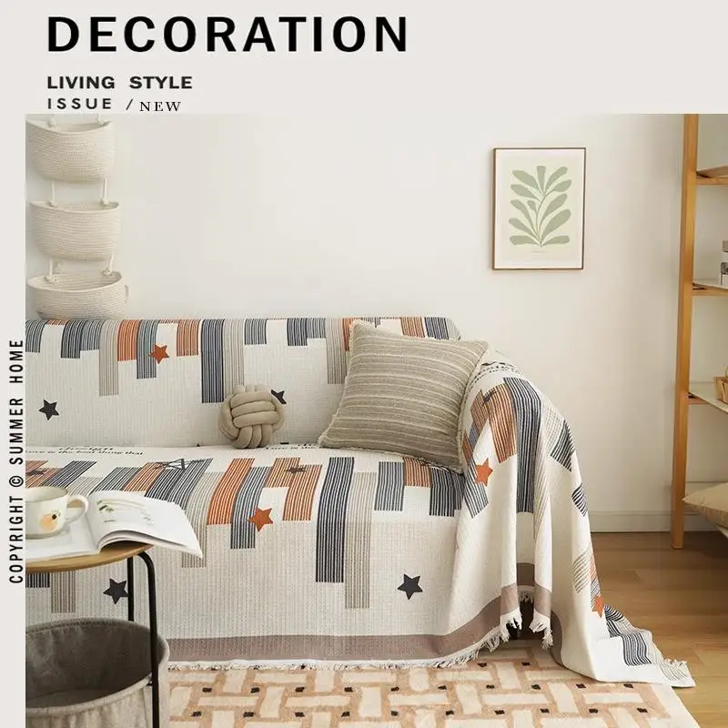 2023 New Nordic Style Sofa Cover Cloth Blanket Universal Sofa Cushion Dustproof Protection Cover Home Decor Cotton Linen