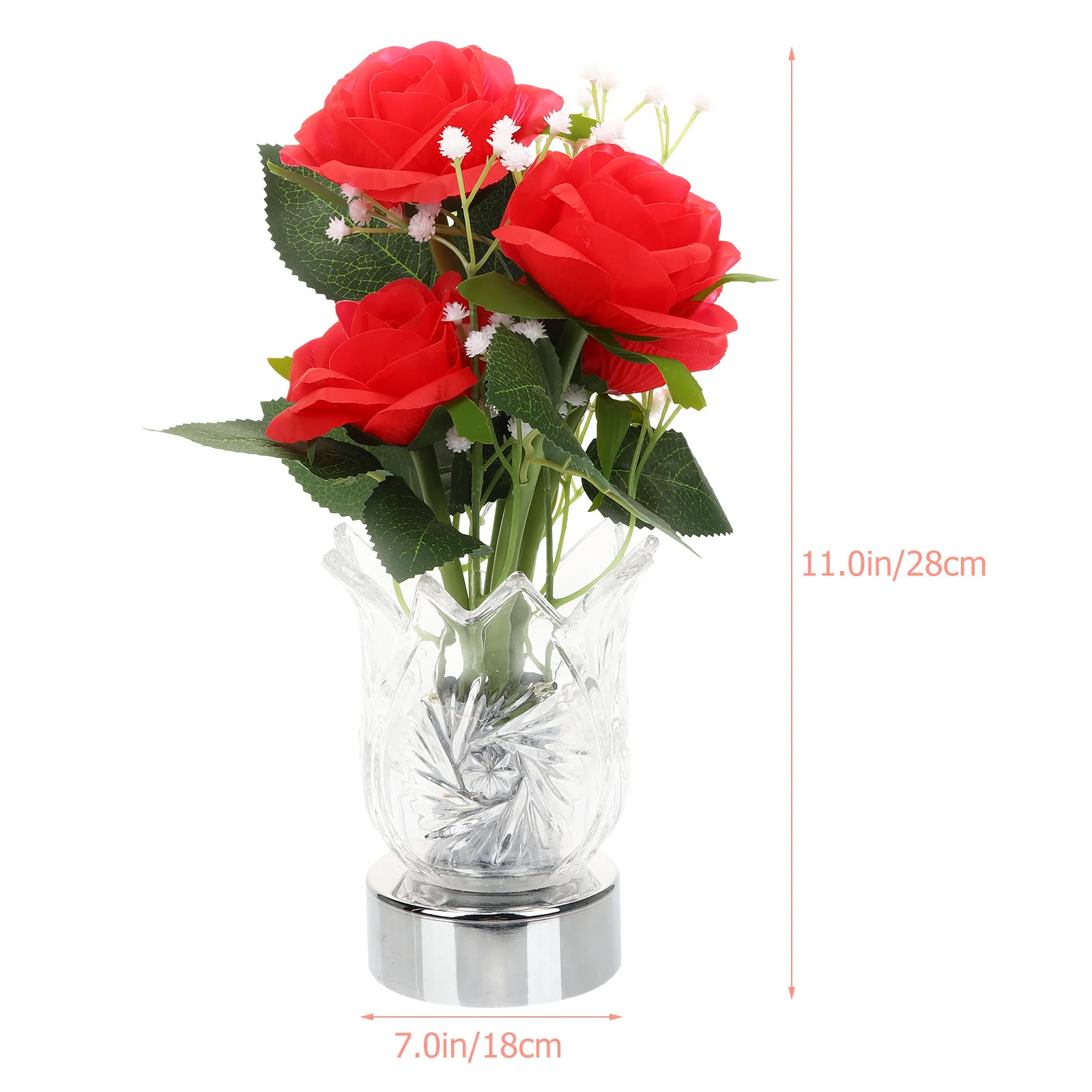 Rosenlichtlampe mit LED-beleuchteter Vase für Heimdekoration, Schlafzimmer, Büro, Kinderzimmer, Kinderzimmer, Hochzeit, Party, Ambiente