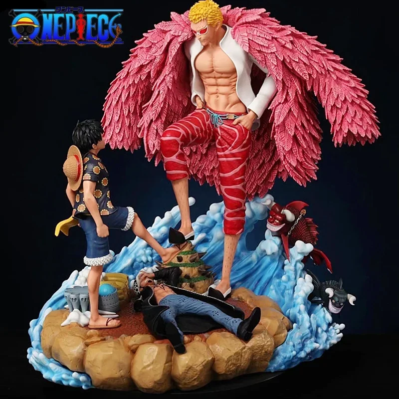 21cm jednoczęściowa figurka Donquixote Doflamingo Vs Luffy figurka Anime Luffy figurka Gk statua lalka Model dekoracja zabawka prezent urodzinowy