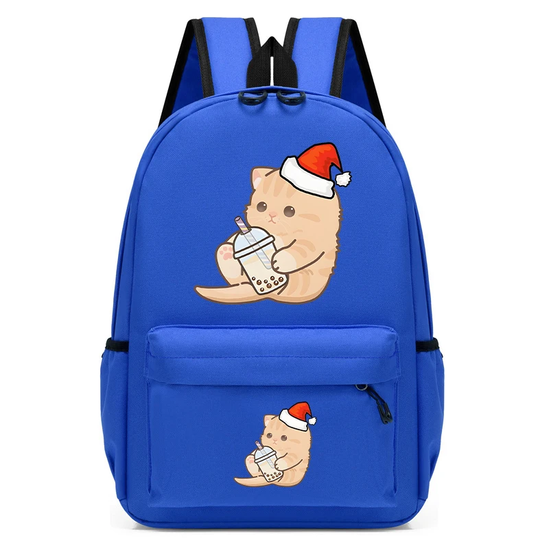 Anime Cartoon Schoolbag para crianças, Boba Kitten, Bubble Tea, Kindergarten Backpack, Back to School Bookbag