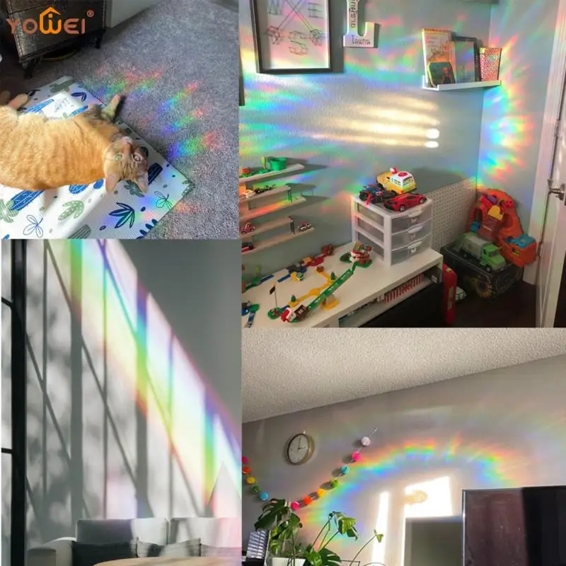 Rainbow Window Suncatcher Sticker Rainbow Stickers DIY Electrostatic Glass DecalsHome Bedroom Office Decor Privacy Protection