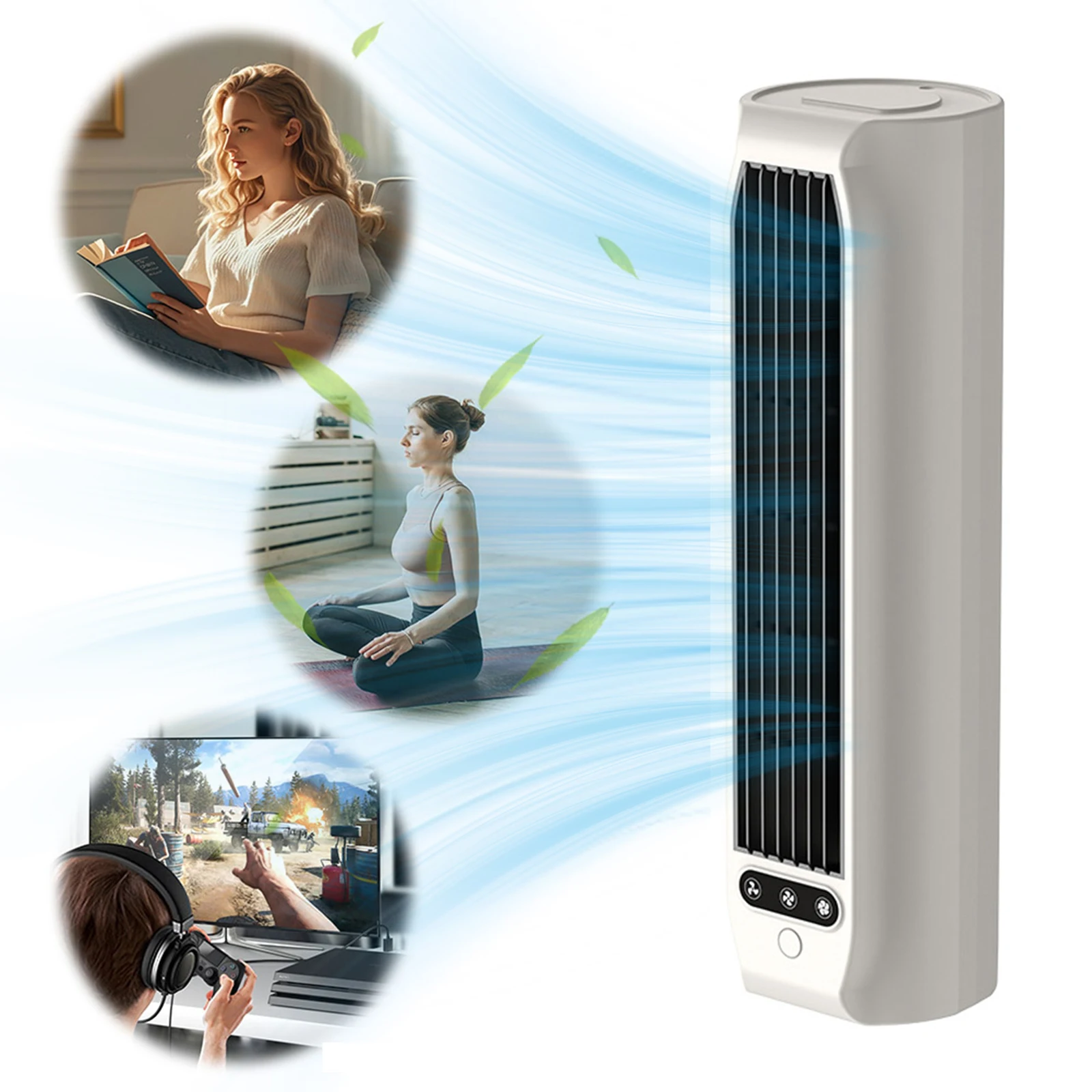 USB Rechargeable Air Cooler with 3 Speeds & LED Touch Screen Desktop Fan Circulating Fan Air Circulators for Bedroom Office Home