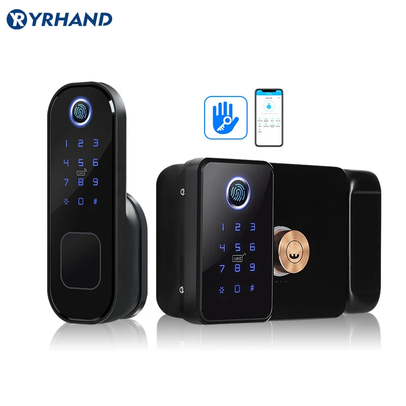 double Fingerprint Door Lock Waterproof Outdoor Gate Bluetooth TT Lock Wifi Passcode IC Card Keyless Enter Electronic Lock