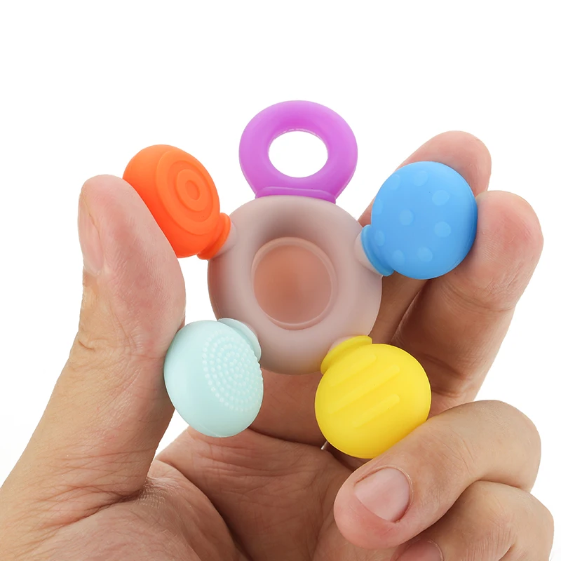 الطفل مضغ الملحقات هيلم الأطفال عضاضة حسية مع تصميم محكم الوليد الرضع القلق عضاضة سيليكون ألعاب التسنين #3