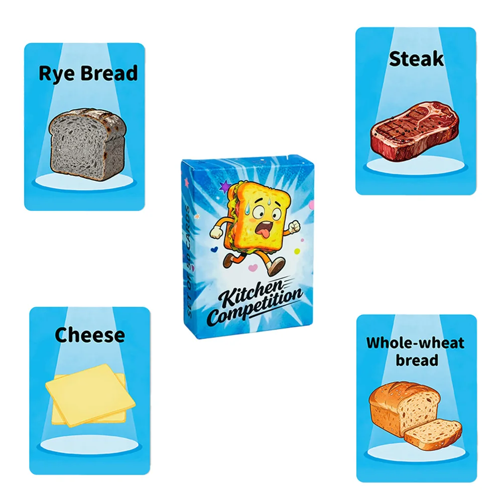50 Kitchen Competition Card Game Cards, Food Recognition Matching Cards, Suitable for Family Parties,Board Games, and Card Games
