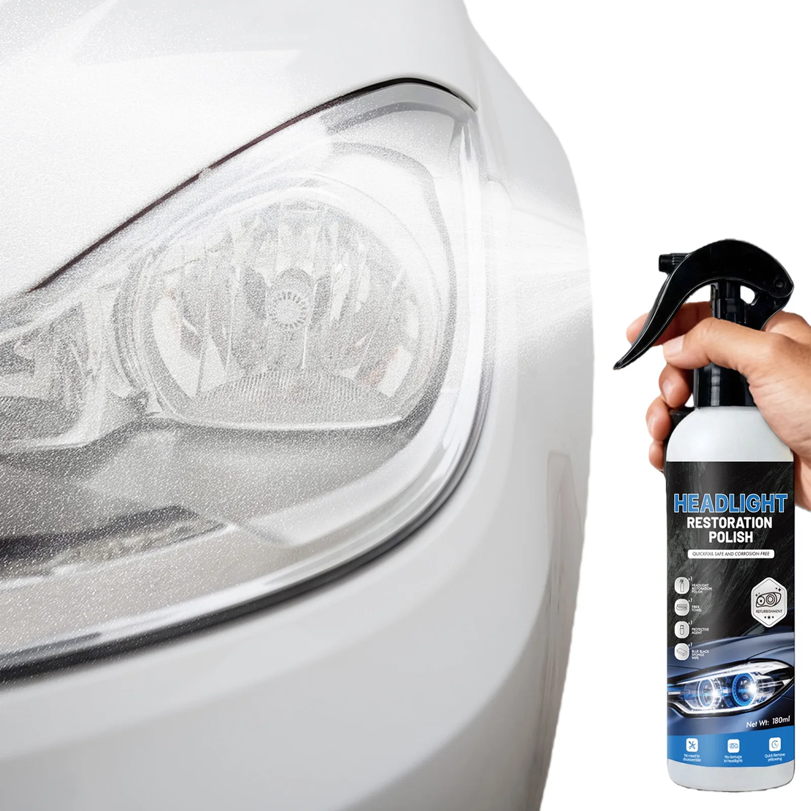 Cars Headlight Restoration Kits Multi Purpose Fast & Easy Car Headlights Cleaners 180ml+10ml for Oxidized&Yellowed Headlamps