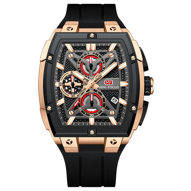 

Best Seller! Barrel-Shaped Men's Outdoor Luminous Watch, Curved Glass Multi-layer Hollow Quartz Sports Watch