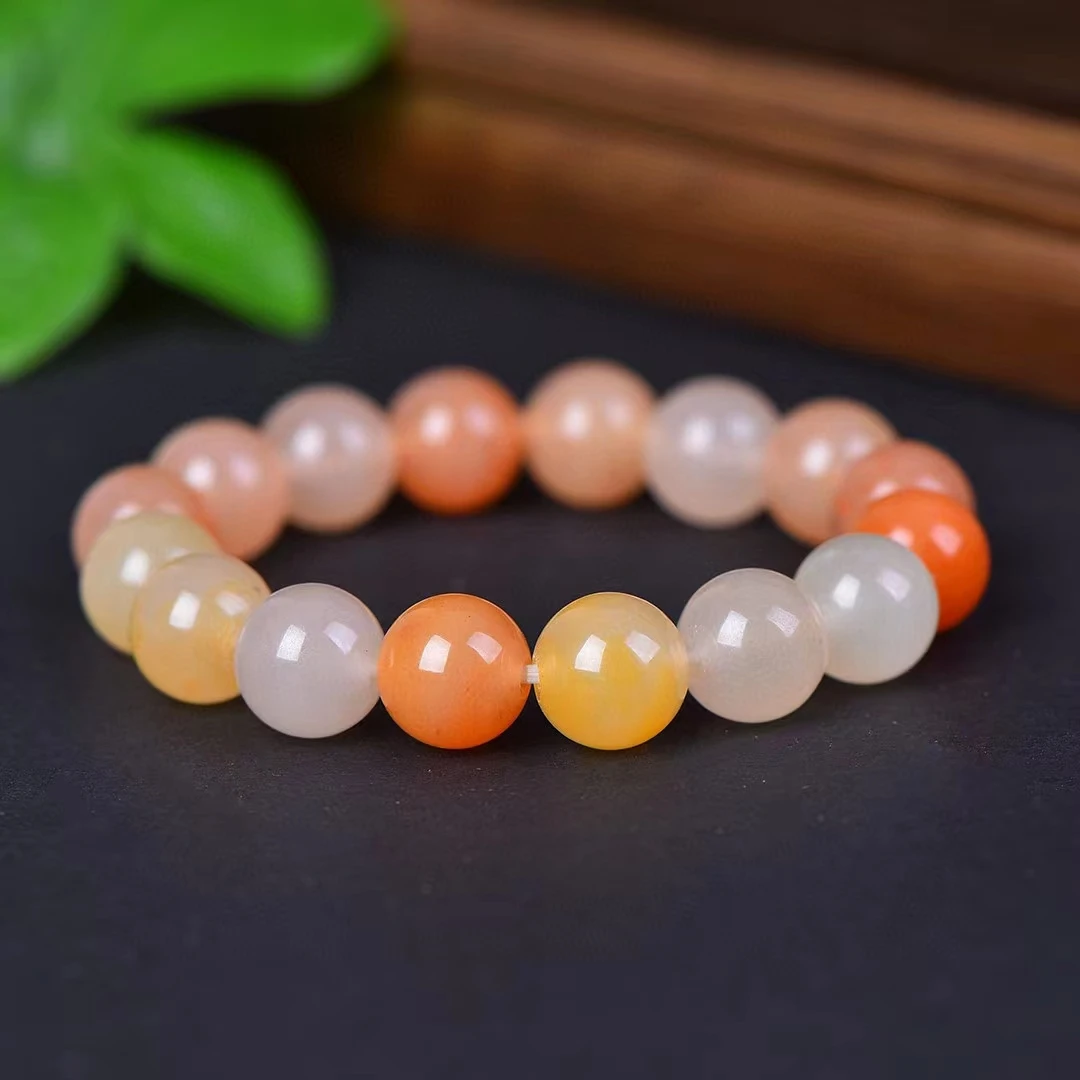 Hetian-Cadena de Jade de seda dorada para mujer, brazalete de piedra Natural multicolor, pulseras de piedras preciosas, amuleto de joyería