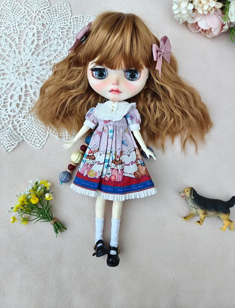 

Одежда для куклы blythe, розовое платье, кружевное винтажное платье Ymy Licca Azones Ob22 24 27, кукольная одежда для blythe, аксессуары