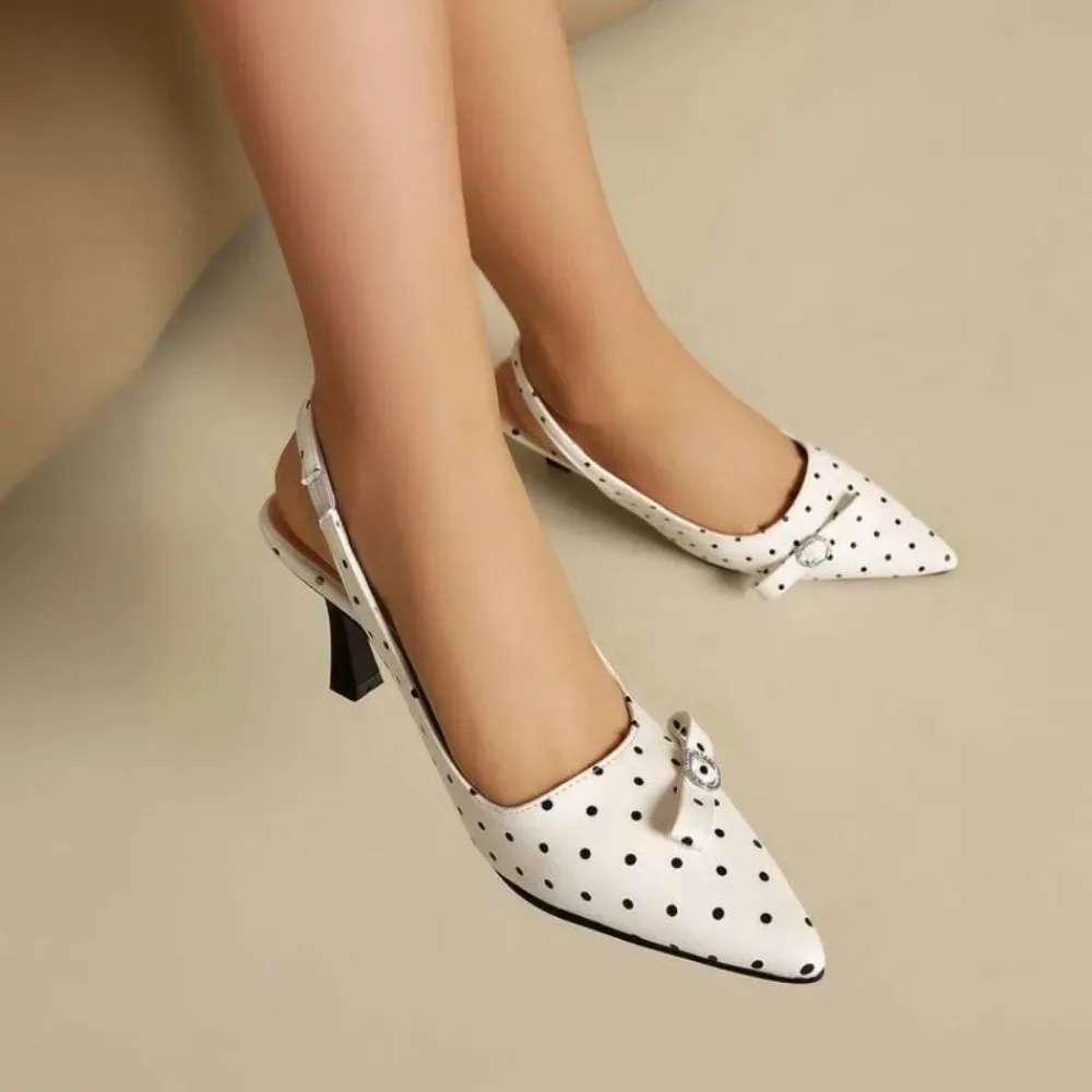 Spring and Autumn Fashion New Model High Heels Nude Shoes Color Blocking Pointed Tip Asakuchi Sweet Butterfly-knot Women's Shoes