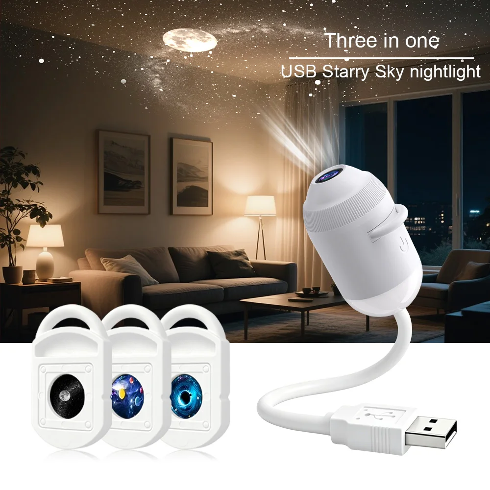USB-Sternenhimmel-Projektor, Verstellbares Auto-Ambientelicht, Dekoratives Licht für Schlafzimmer, Wohnzimmer und Autoinnenräume