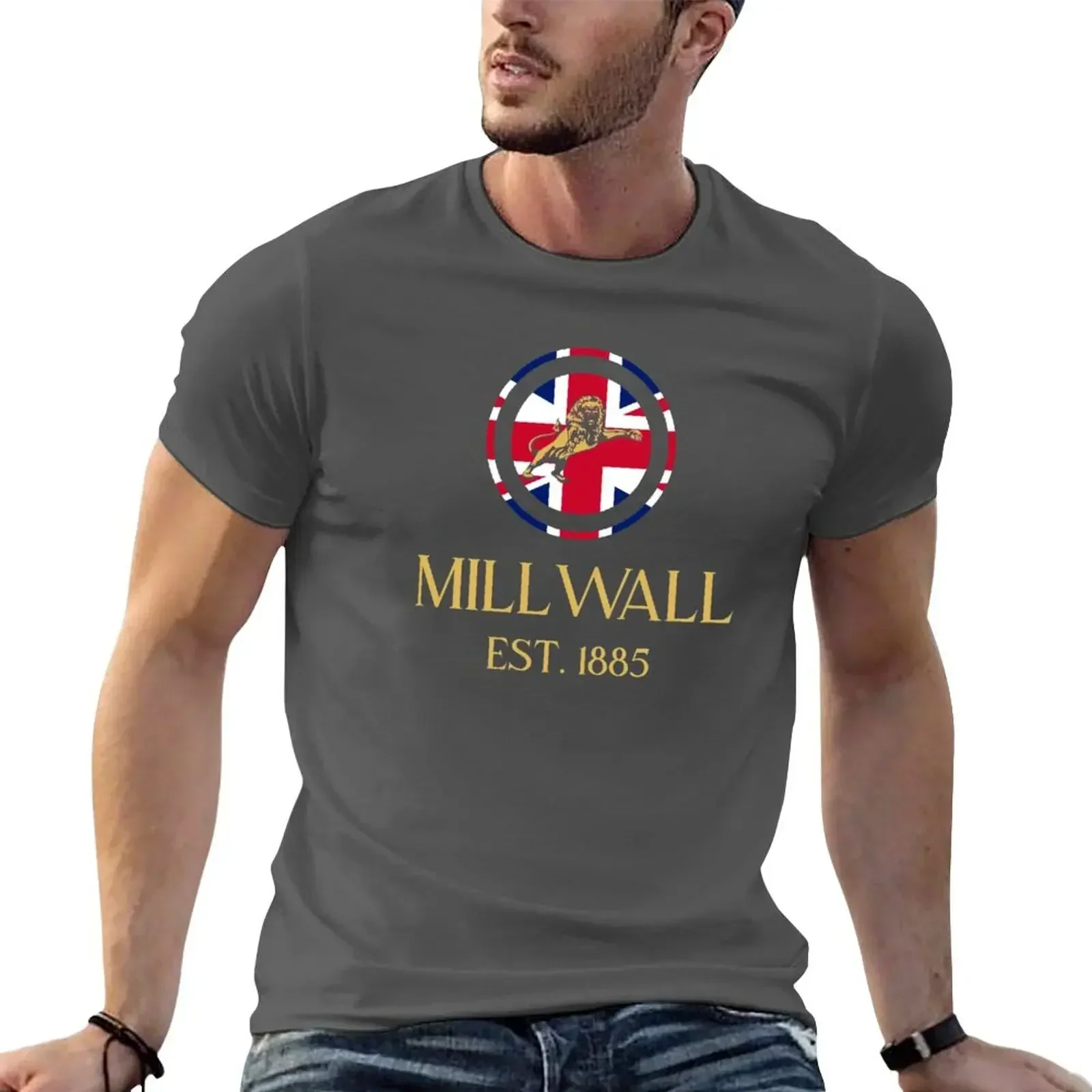 vintage mens designer clothes new in tops & tees Sweatshirt New Arrival Round Collar Short Sleeve Cotton Millwall Gold GB TShirt