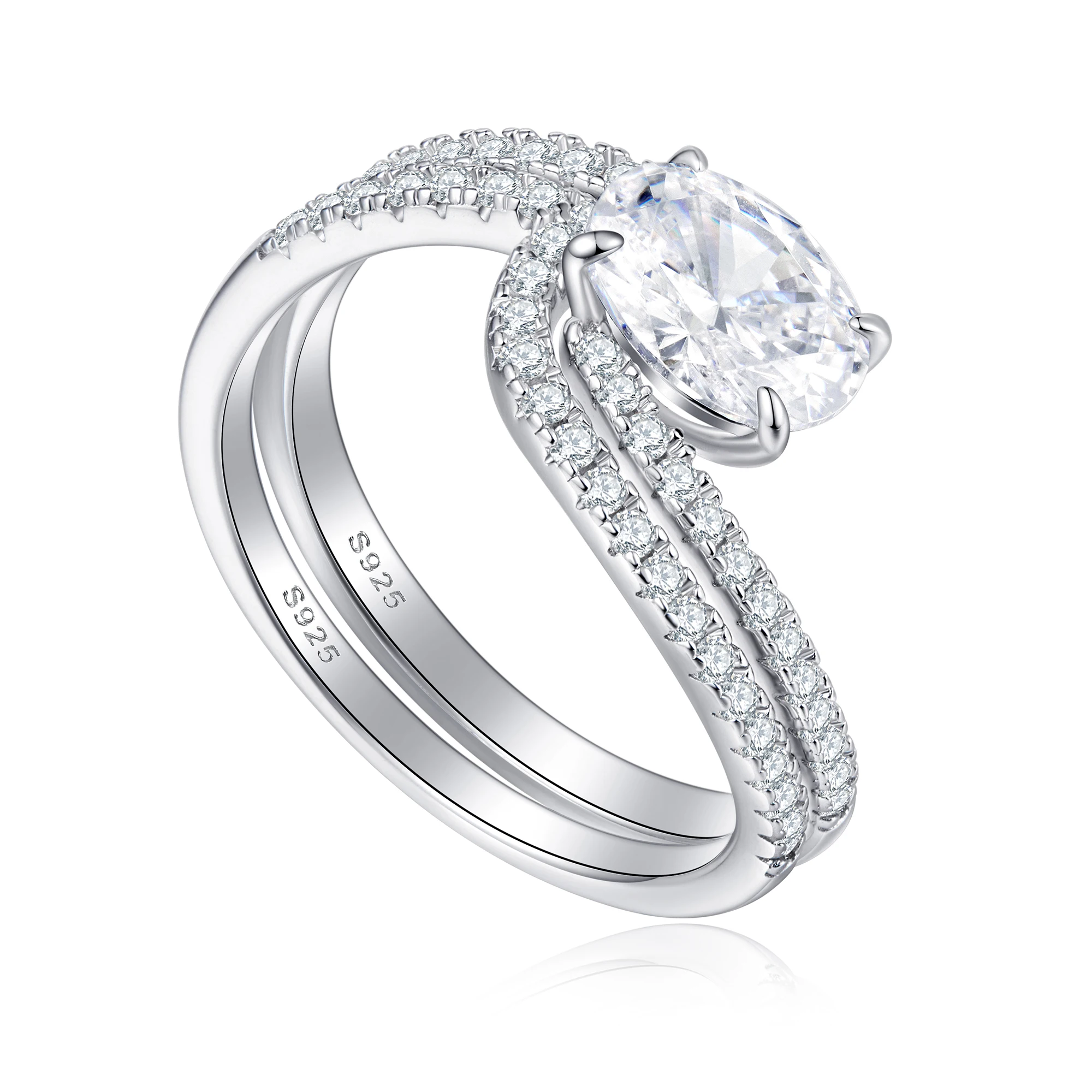 

New Arrival Fine Ring Jewelry 925 Sterling Silver Oval Cut Zircon Stone Ring Set Original Design Fashion Finger Rings