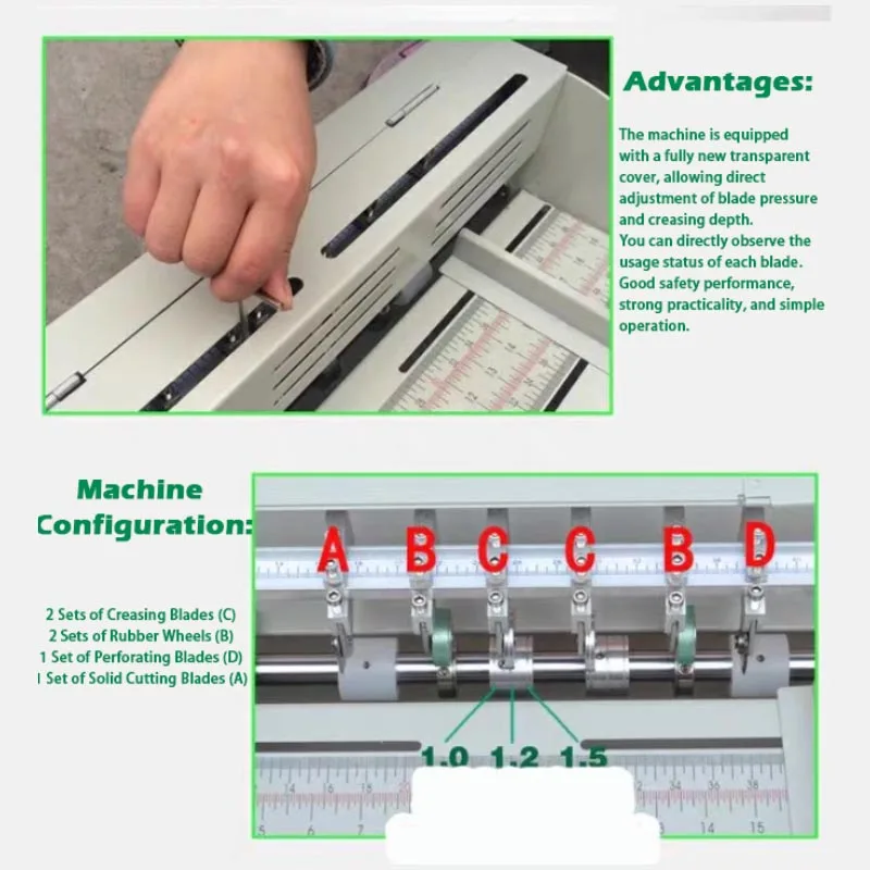 220/110V Electric Paper Creasing Machine Paper Creaser Scorer Paper Cutter Perforating Machine Speed-adjustable Creasing Machine
