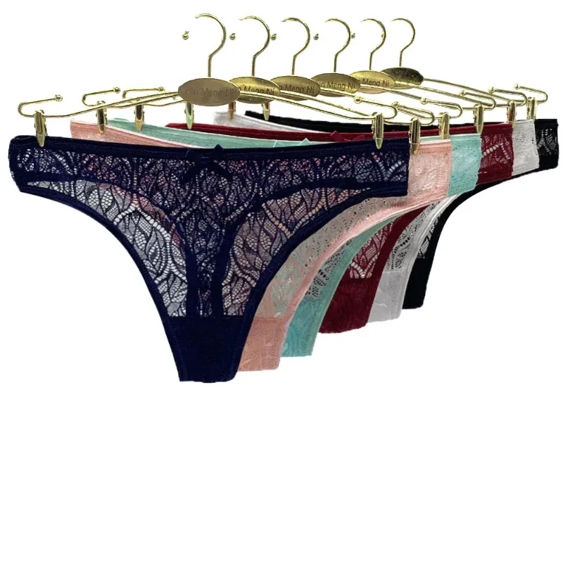 2024 New Ladies Sexy Panties Thong Lace Hollow Low-waisted Briefs Multi-color Optional Women Underwear Female Lingerie