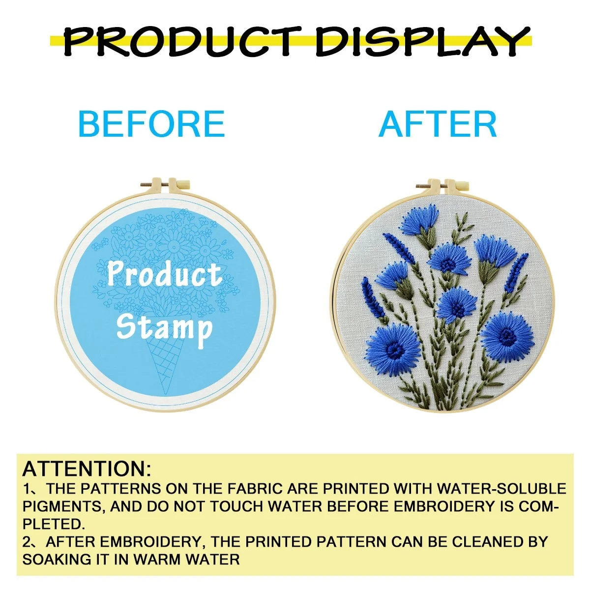 Blaue Kornblumen 1 Stück DIY Stickerei-Material-Set für Anfänger Stickerei-Starter-Kit Kreuzstich-Kunst als Geschenk Nadelarbeiten Handwerk – Detail 3