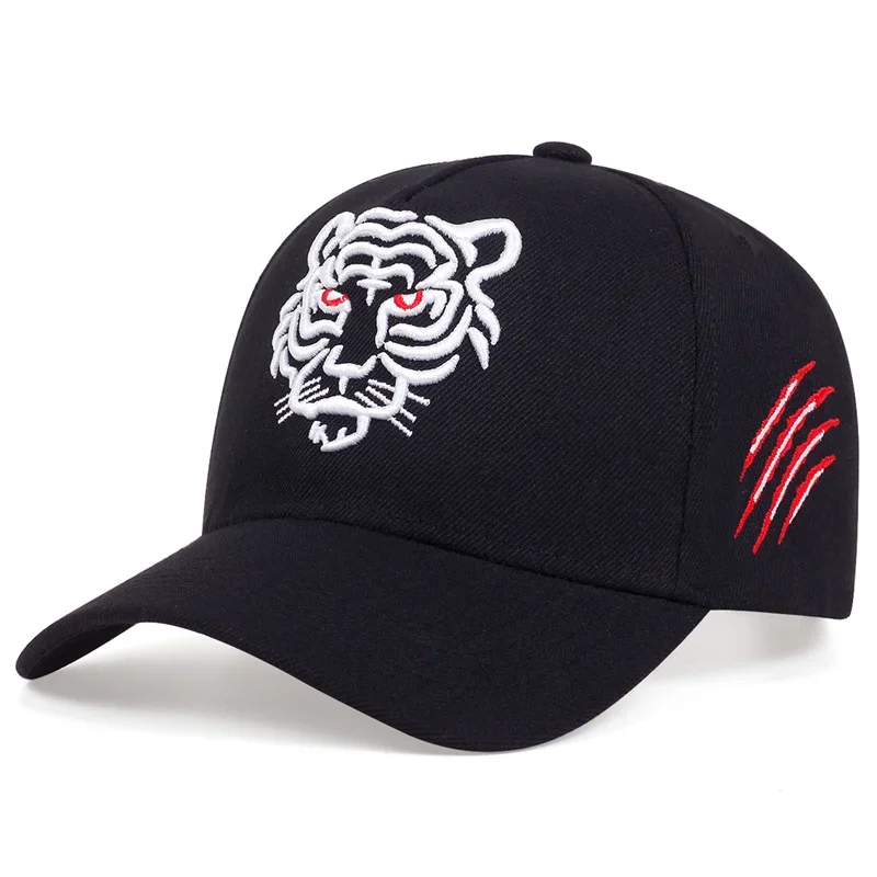 New Cotton Black Tiger Embroidery Baseball Cap Men Women Hip Hop Hat Summer Leisure Trucker Caps Unisex Hats