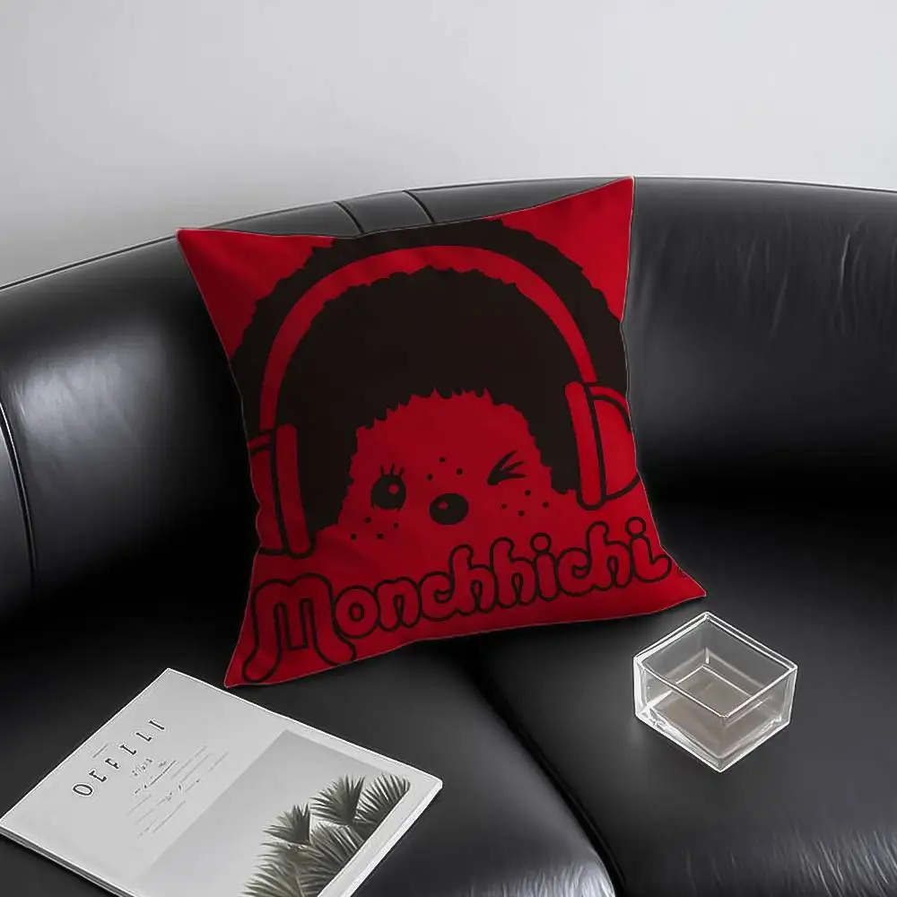 Cartoon M-Monchhichis Pillow Case Anti-dustmite Invisible zipper Sofa Bed