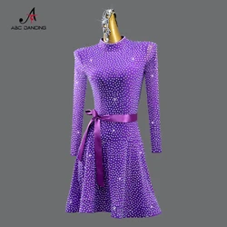 New Latin Dance Clothes American Woman Dress Competition Line Suit Ball Stage Samba Dancewear Outfit Girls Prom Party Customized