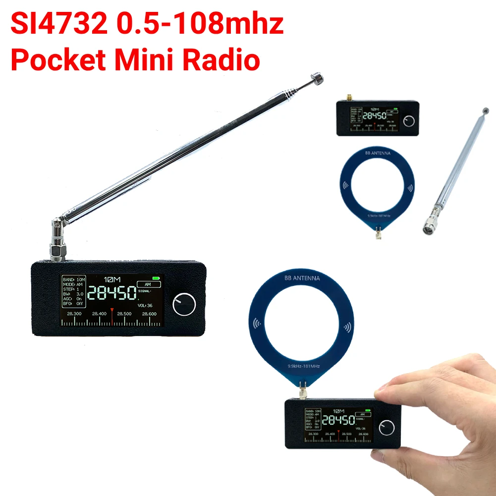 

SI4732 0.5-108mhz Portable Radio ESP-32-S3 Main Control LSB USB AM FM Pocket Mini Radio All Band Radio Receiver with IPS Screen