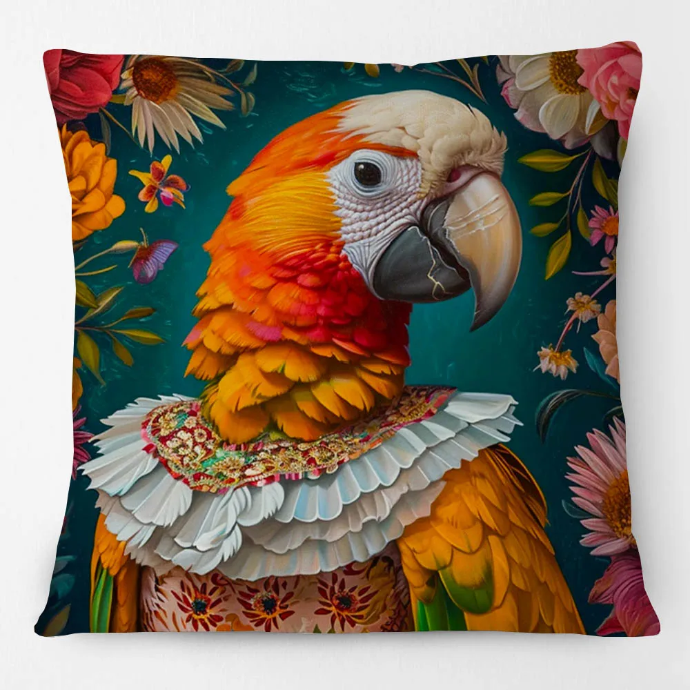 Vintage Floral Animals Cushion Cover Bird Parrot Rabbit Zebra Lepoard Dog Cat Print Sofa Pillow Case