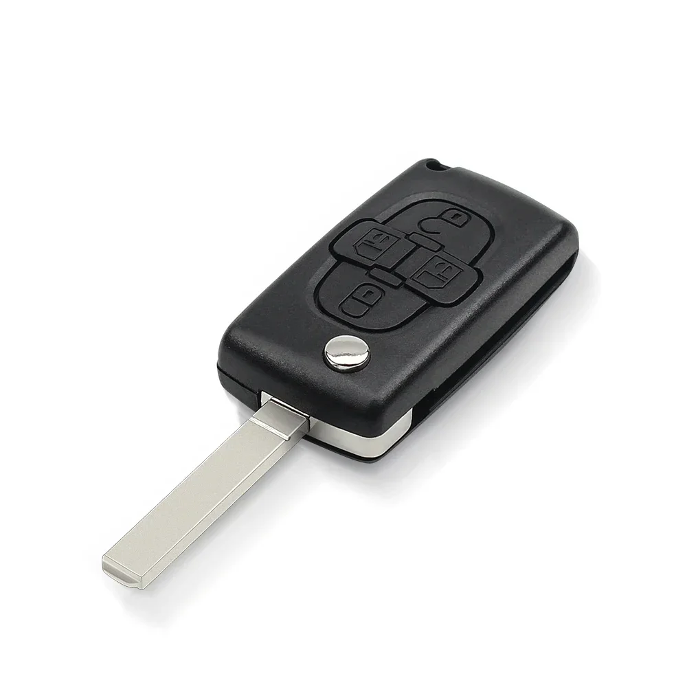 Keyyou-車のキーケース,プジョー1007,シトロエンc8,溝付きノーカットブレード,ce0523,4ボタン,1個,新品