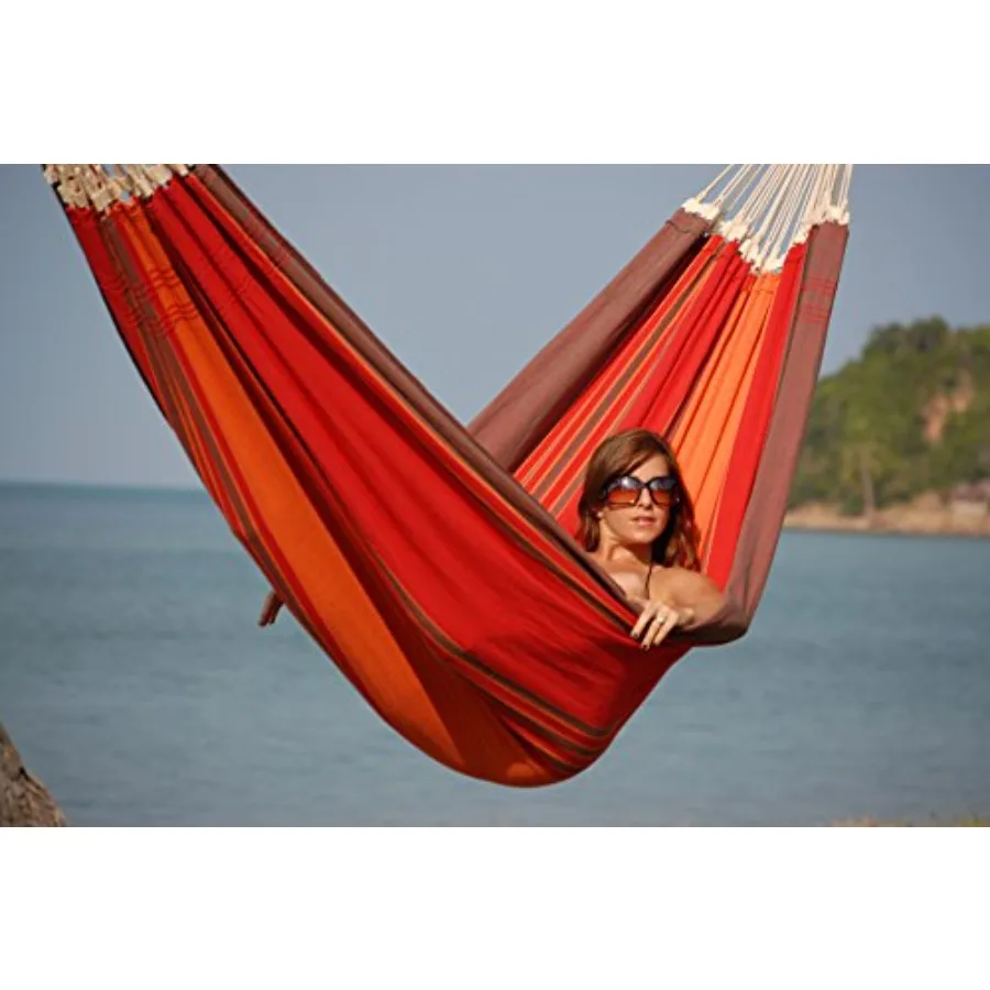 Paradiso Hammock for outdoor relaxation, recycled cotton/polyester blend, natural beige, ultra-durable double weave, 142 L x 68