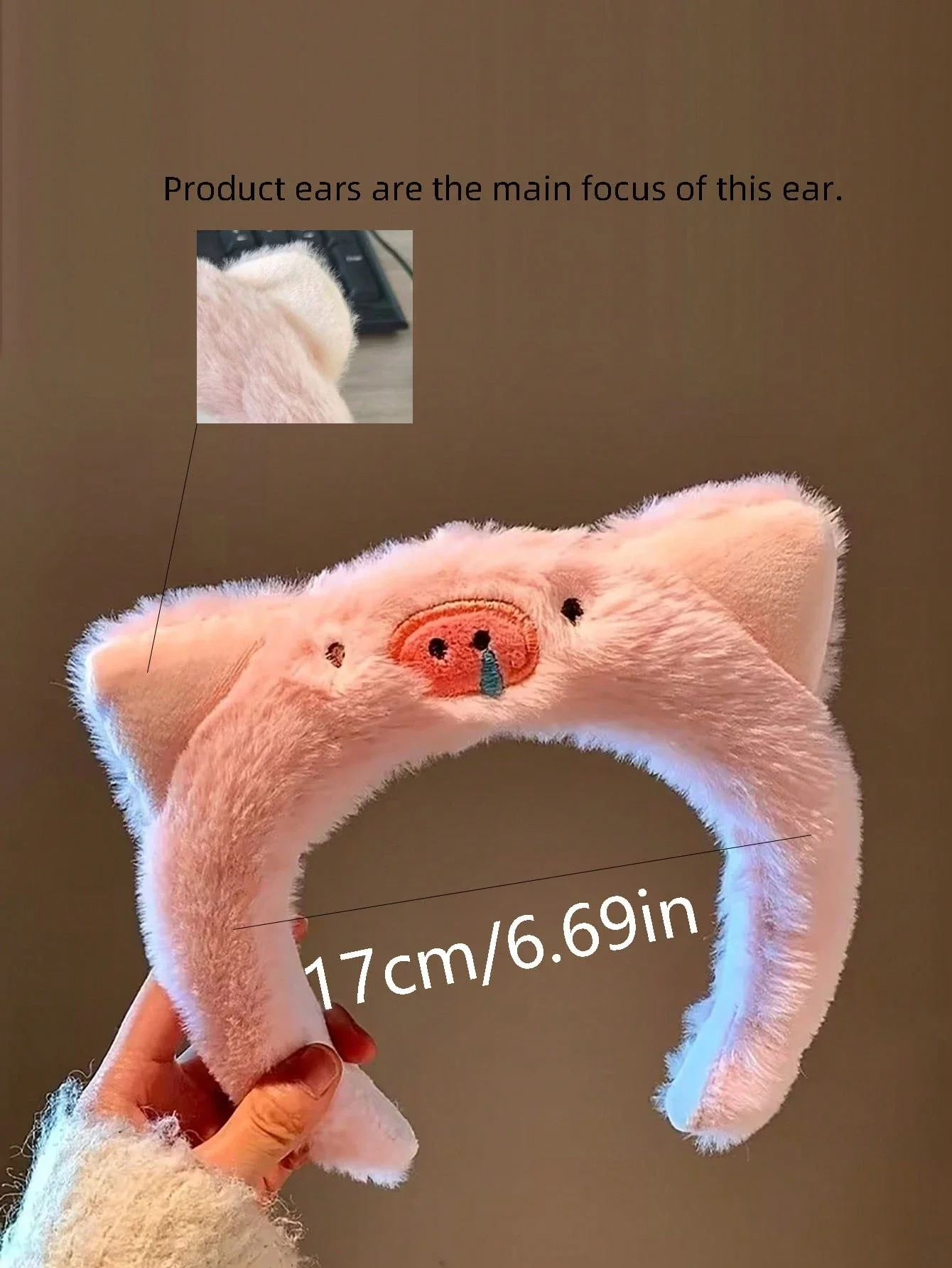 

1pc Cute Pink Pig Plush Headband, Washing Face Makeup Hair Accessory